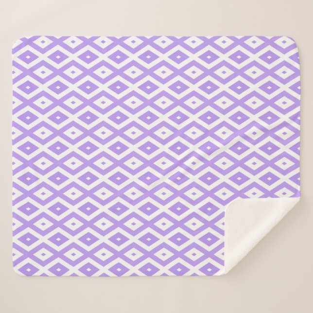 Purple and white diamond pattern sherpa blanket (Front (Horizontal))