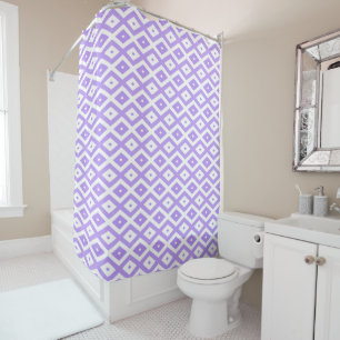 Purple and white diamond pattern shower curtain