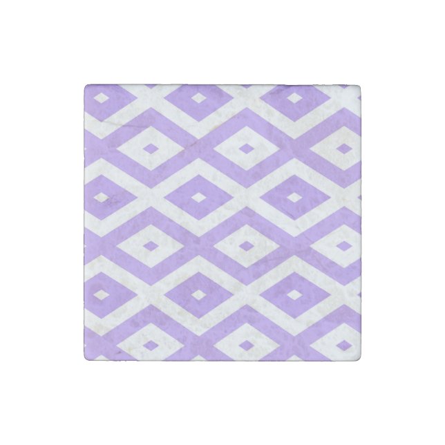 Purple and white diamond pattern stone magnet (Front)