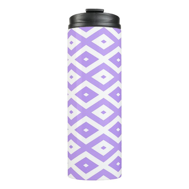 Purple and white diamond pattern thermal tumbler (Front)