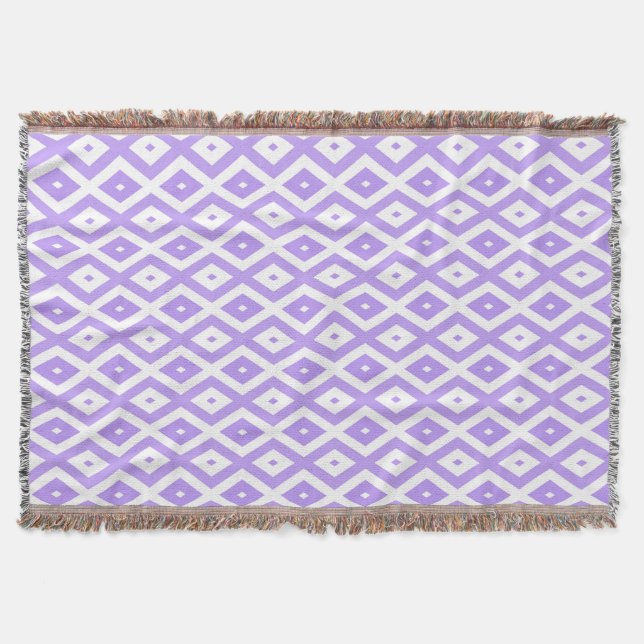 Purple and white diamond pattern throw blanket (Front)