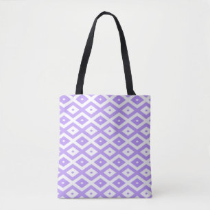 Purple and white diamond pattern tote bag