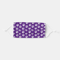 Purple and White Dog Pawprint Stencil Cloth Face Mask