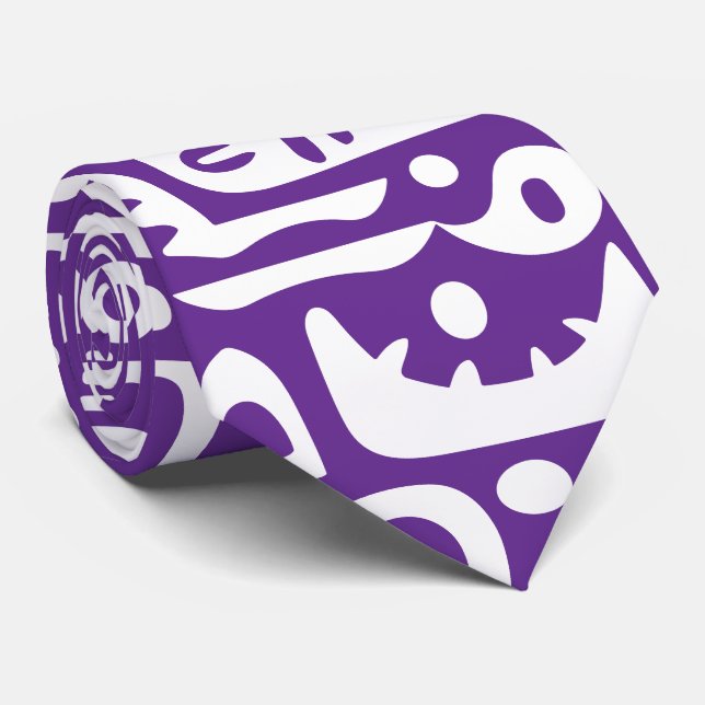 purple and white doodles 1 of 7 neck tie (Rolled)