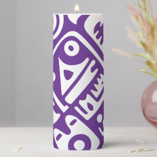 purple and white doodles 2 of 4 pillar candle