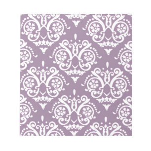 Purple and White Elegant Damask Notepad