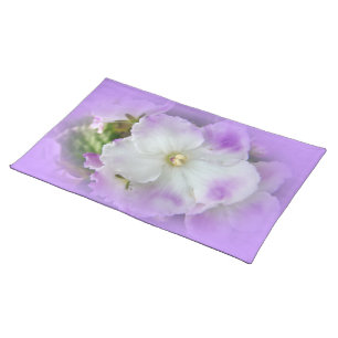 Purple and White Fancy African Violets Cloth Placemat