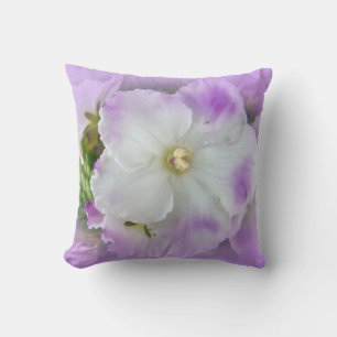 Purple and White Fancy African Violets Throw Pillow