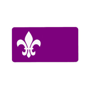 Purple and White Fleur de Lys Label