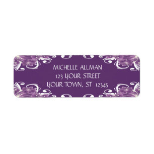 Purple and White Floral Avery Label