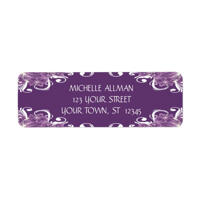 Purple and White Floral Avery Label (Front)