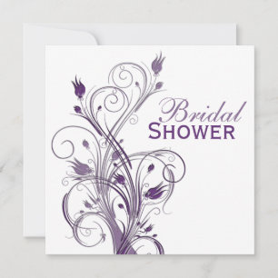 Purple and White Floral Bridal Shower Invitation