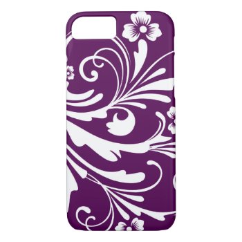 Purple And White Floral Chic Iphone 8/7 Case by TheBrideShop at Zazzle