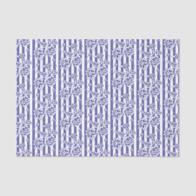 Purple and White Floral Chintz Tissue Paper (Front)