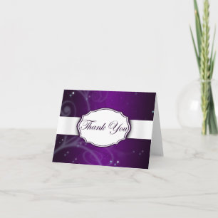 Purple and White Floral Letterpress Thank You Card