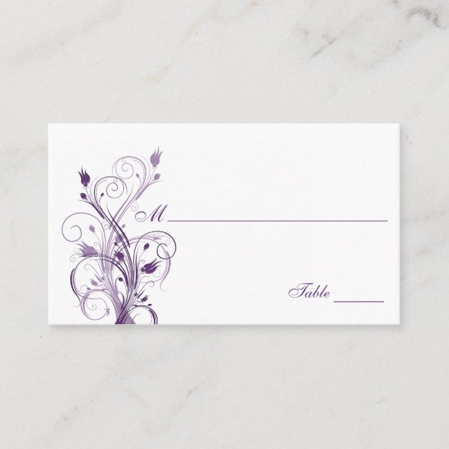 Purple and White Floral Place Cards (Front)