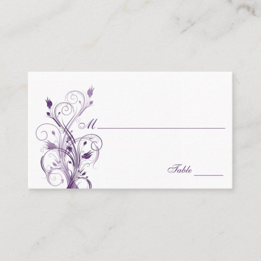 Customizable Purple and White Floral Place Cards Business Cards