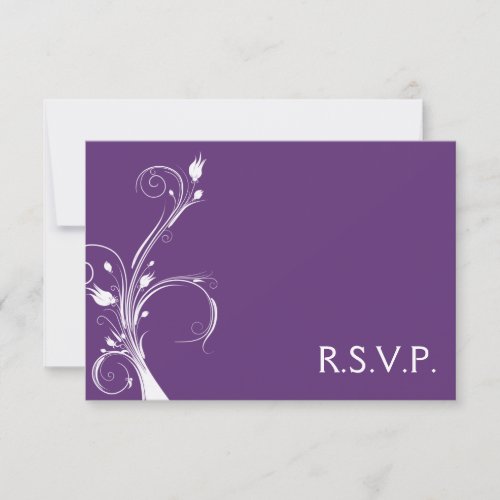 Purple and White Floral Reply Card