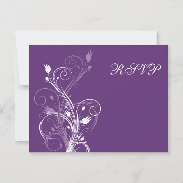Purple and White Floral RSVP Card (Front)