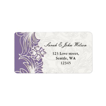 Purple and White Floral Spring Wedding Label