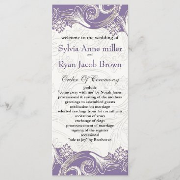Purple and White Floral Spring Wedding Program