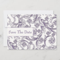 Purple and White Floral Spring Wedding Save The Date