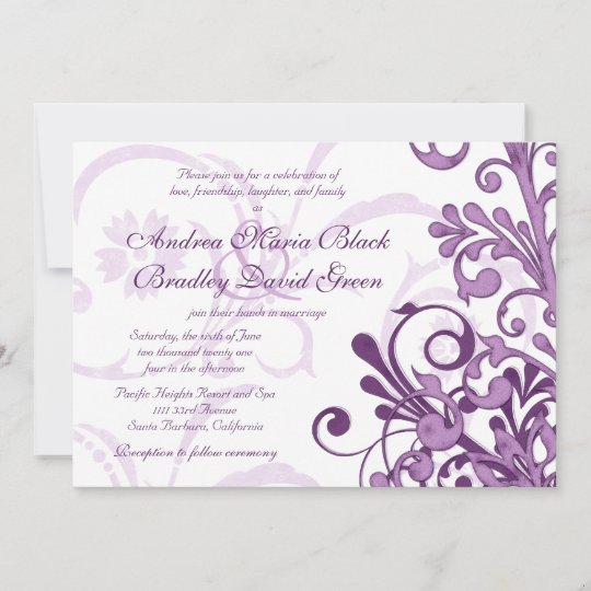 Purple and White Floral Wedding Invitation | Zazzle.com