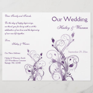 Purple and White Floral Wedding Program
