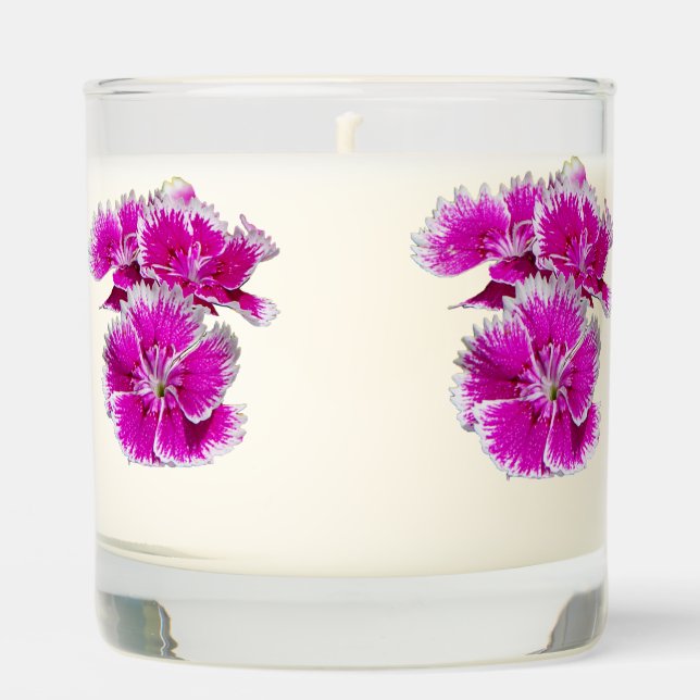 purple and white flower glass candle (Front)