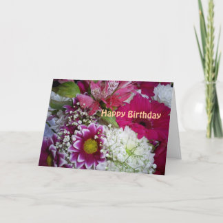 purple and white flowers card