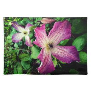 Purple and white flowers cloth placemat