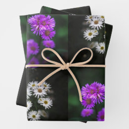 Purple and White Flowers Wrapping Paper Sheets