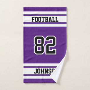 Purple and White 🏈 Football - 100% Customize Hand Towel