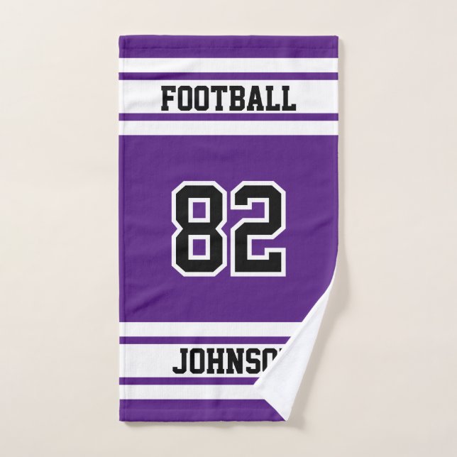 Purple and White 🏈 Football - 100% Customize Hand Towel (Hand Towel)