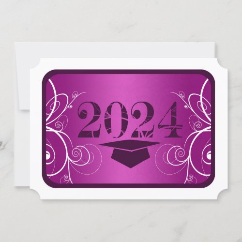 Purple and White Frame Graduation Invitation