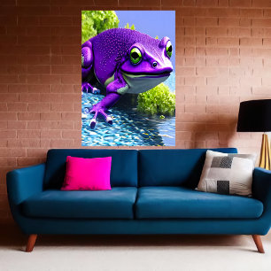 Purple and white frog   AI Art  Poster