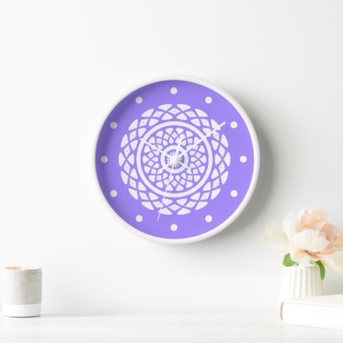 Purple and White Geometric Circle Pattern Clock