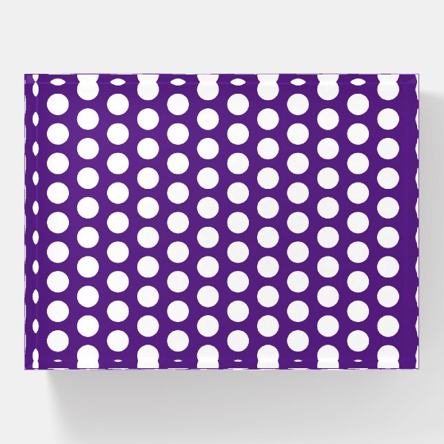 Purple and White Geometric Polka Dots  Paperweight (Front)