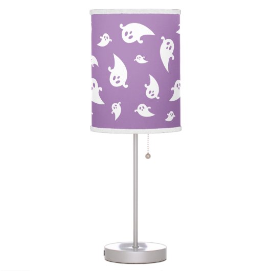 Purple And White Ghosts Pattern Halloween Table Lamp (Left)