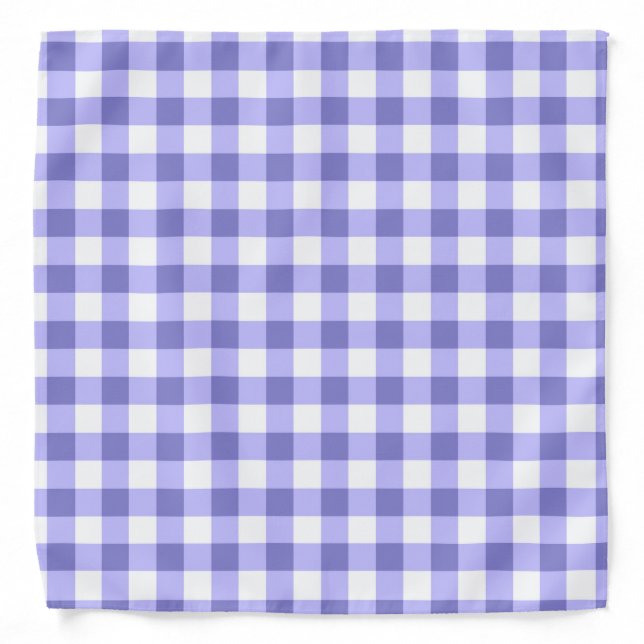 Purple And White Gingham Check Pattern Bandana (Front)