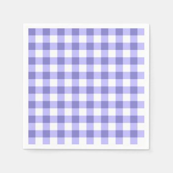 Purple And White Gingham Check Pattern Napkins by InTrendPatterns at Zazzle