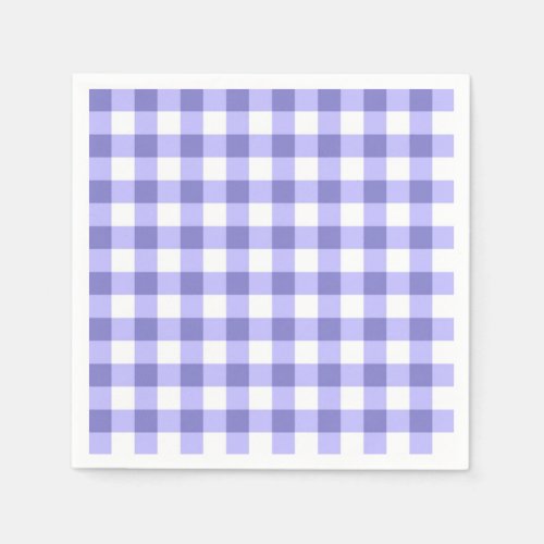 Purple And White Gingham Check Pattern Napkins