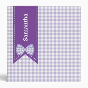Purple and White Gingham Custom Binder