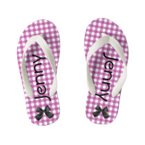 Purple and White Gingham Girls Flip Flops Purple and White Gingham Girls Flip Flops