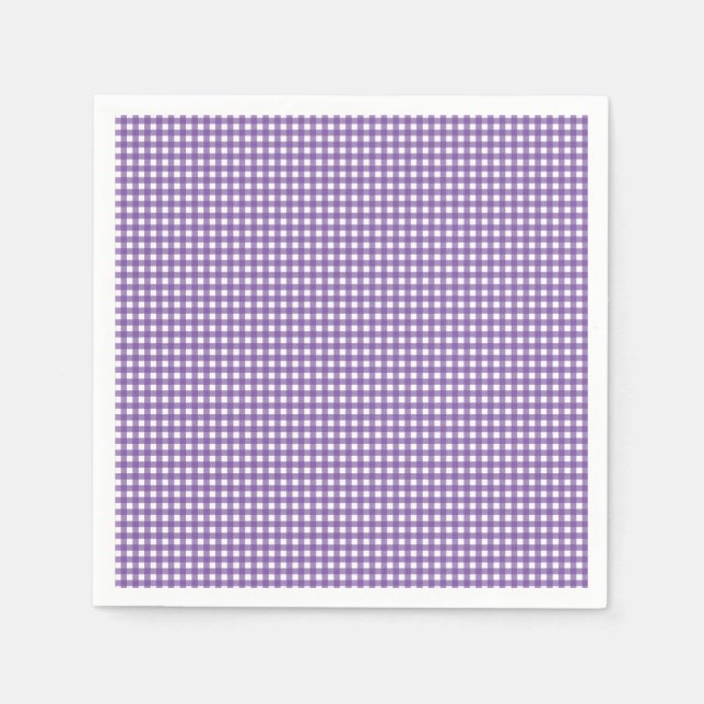 Purple and White Gingham Napkins (Front)