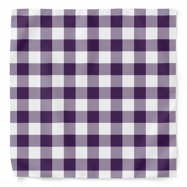 Purple and White Gingham Pattern Bandana (Front)
