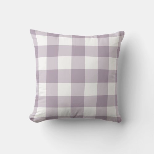 Purple and White Gingham Pattern Checkered Outdoor Pillow