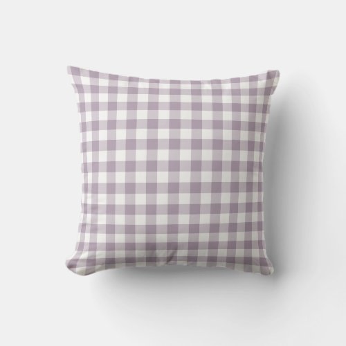 Purple and White Gingham Pattern Checkered Outdoor Pillow