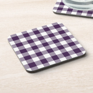 Purple and White Gingham Pattern Coaster