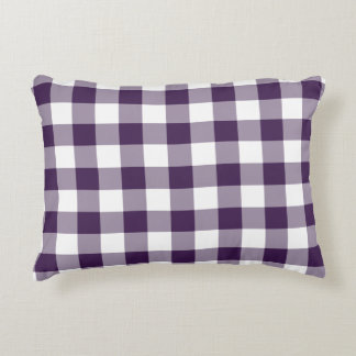 Purple and White Gingham Pattern Decorative Pillow